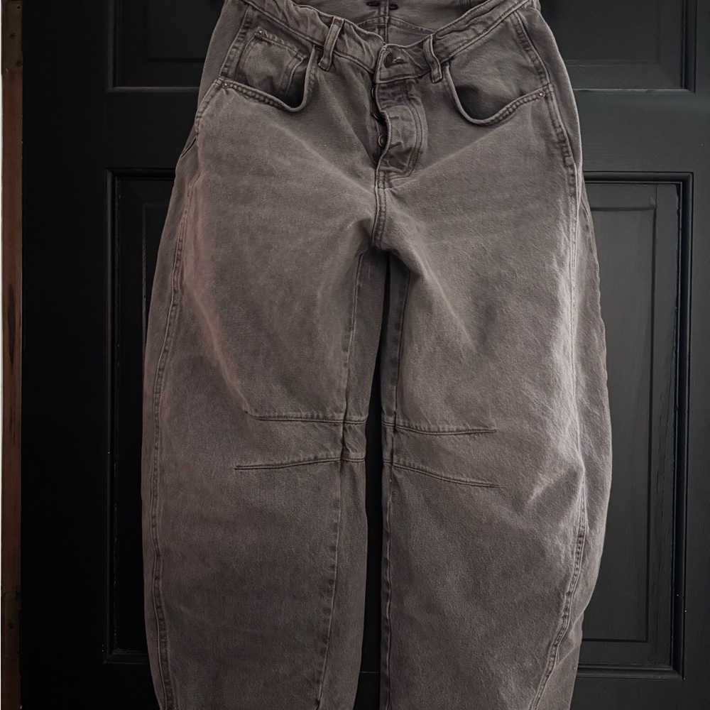 Free People~ we the free good luck mid rise barrel~archive grey